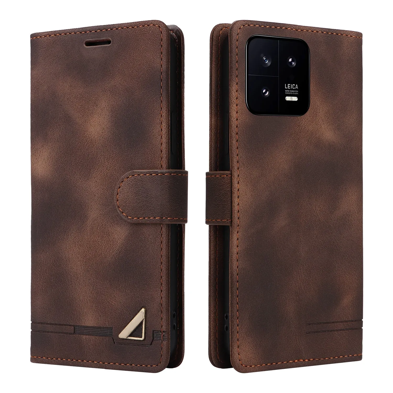 007 Series For Xiaomi 13 5G Phone Case PU Leather Wallet Skin-touch Anti-drop Shell with Stand