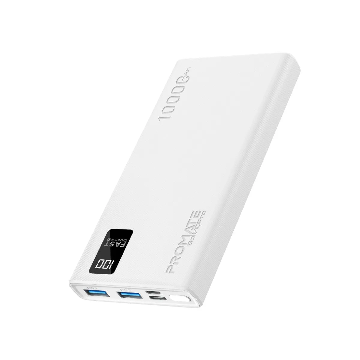 10000mAh Compact Smart Charging Power Bank with Dual USB-A & USB-C Output