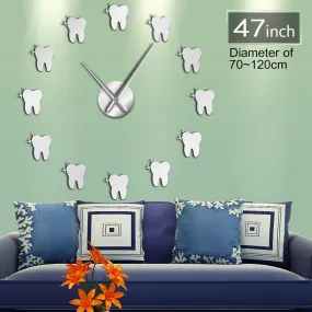 12 Teeth Sticker Dental Tooth Wall Art Modern Wall Clock Living Room Decorative Wall Watch Nurse Ornament Hygienist Dentist Gift