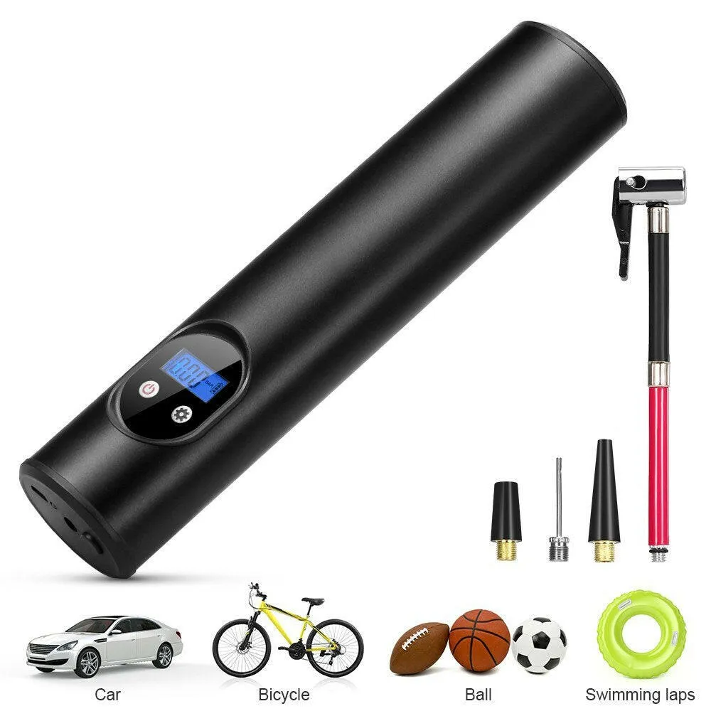 150PSI Smart Bike Electric Pump Auto Off Bicycle Tire Pump Rechargeable Emergency Tyre Pump Flashlight with Car Charger