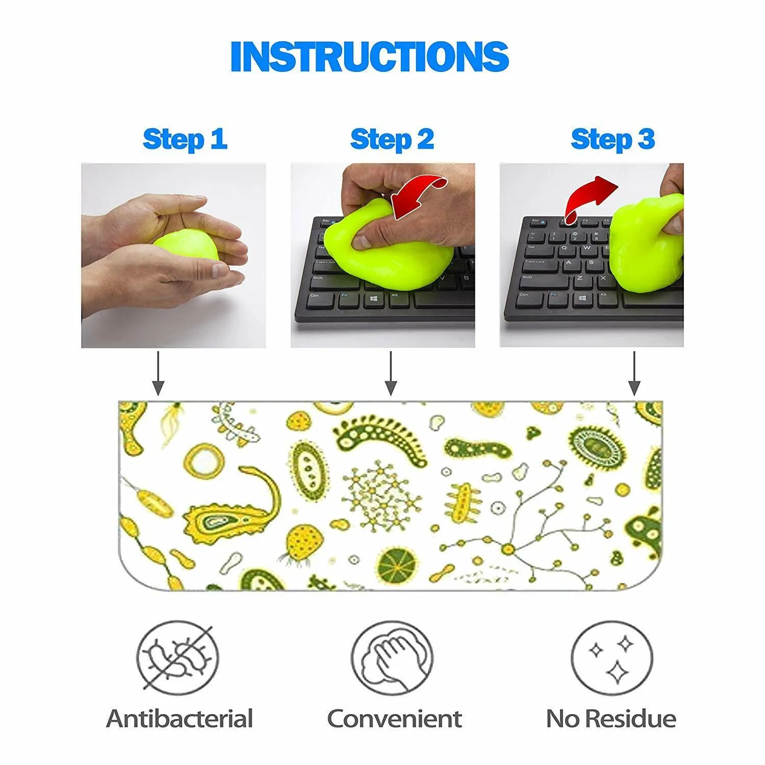 2 Pack Keyboard Cleaning Slimy Gel Universal Cleaner Quick Remove Dust Hair Germ