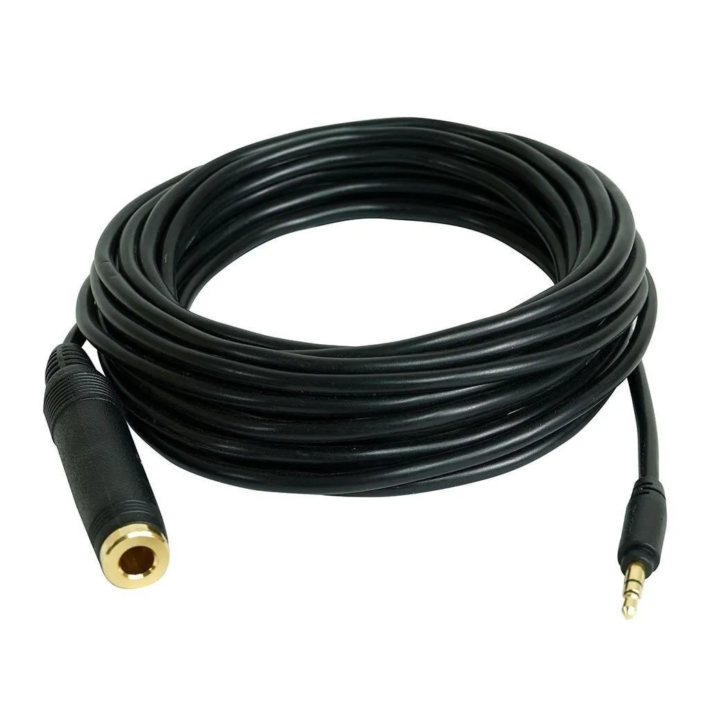 20’ Gold-Plated 1/8” Male to 1/4” Female Extension Cable