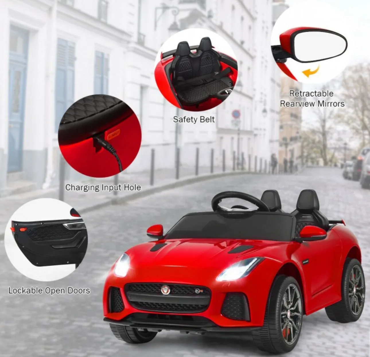 2025 Licensed Jaguar F-Type SVR 12V Kids Ride On Car 1 Seater Upgraded | MP3 Player | Open Doors | Remote