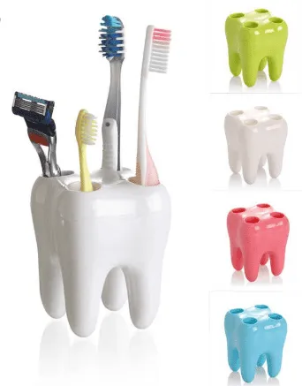 4 Hole Tooth Style Toothbrush Holder Toothbrush Holder Toothbrush Shelf Bracket Container Bathroom Accessories Set