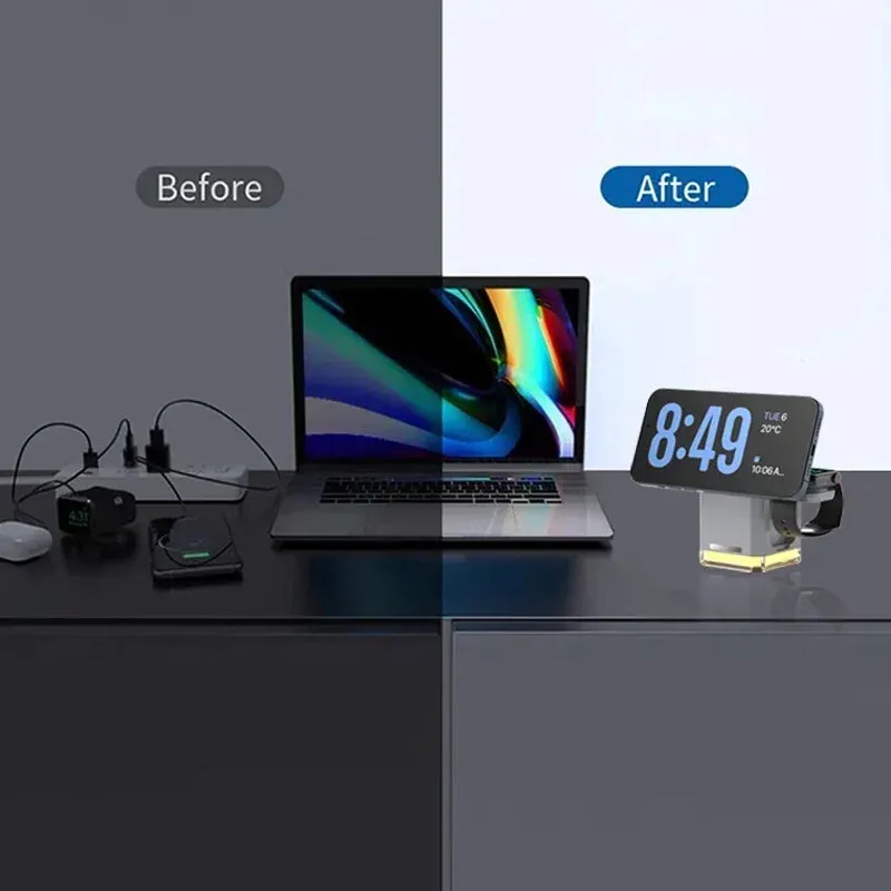 4 in 1 charging station|LED Fast Wireless Charger Stand 4 in 1 Magnetic Charging Station For Magsafe