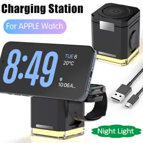 4 in 1 charging station|LED Fast Wireless Charger Stand 4 in 1 Magnetic Charging Station For Magsafe