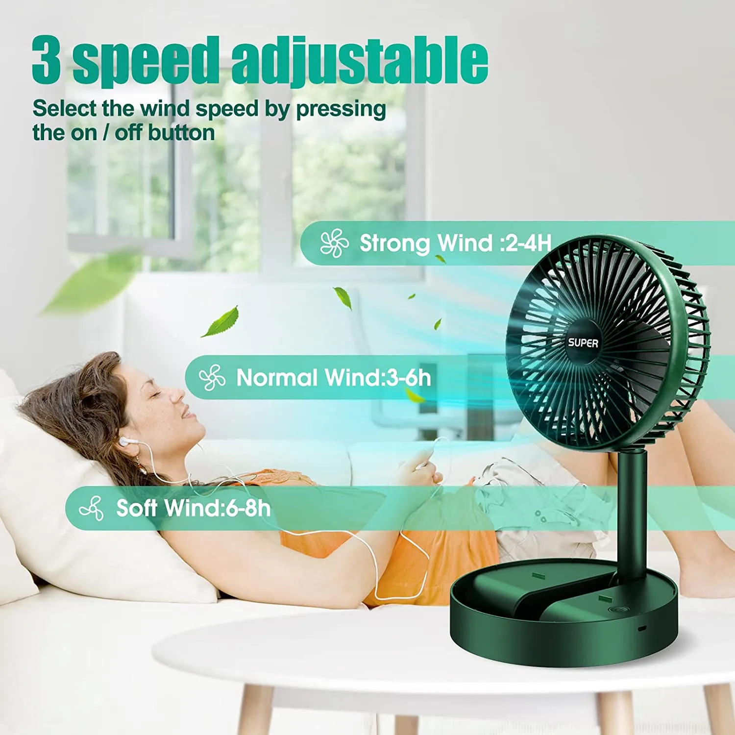 4613 Telescopic Electric Desktop Fan, Height Adjustable, Foldable & Portable for Travel/Carry | Silent Table Top Personal Fan for Bedside, Office Table (Battery Not Include)