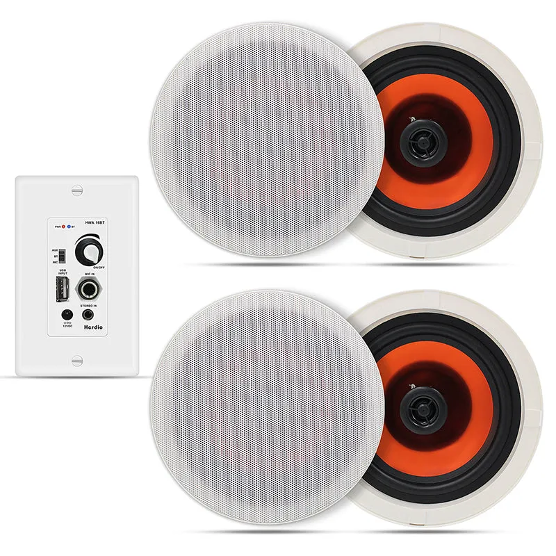 6.5" Ceiling Bluetooth Speakers 600 Watts 2-Way HCS628-16BT-4CH(4 Speakers)