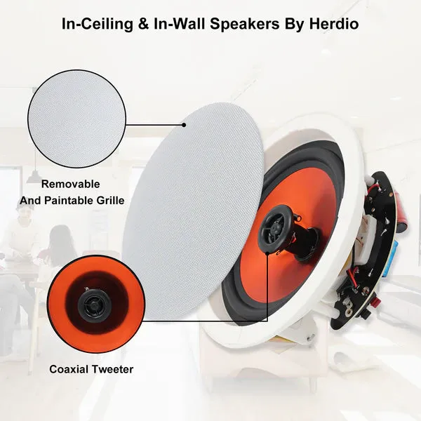 6.5" Ceiling Bluetooth Speakers 600 Watts 2-Way HCS628-16BT-4CH(4 Speakers)