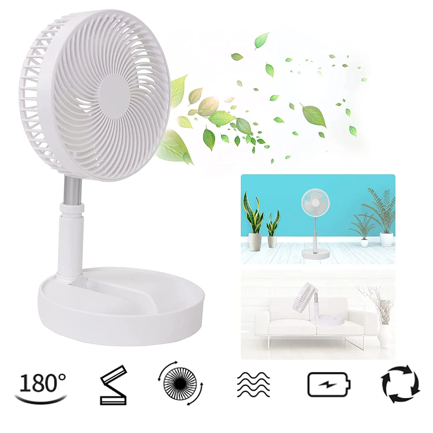 7206 TELESCOPIC ELECTRIC DESKTOP FAN, HEIGHT ADJUSTABLE, FOLDABLE & PORTABLE FOR TRAVEL/CARRY | SILENT TABLE TOP PERSONAL FAN FOR BEDSIDE, OFFICE TABLE (Battery Not Include)