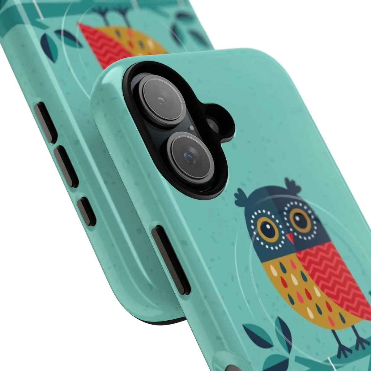 Adorable Owl-Themed Magnetic Phone Case with Strawberry Hearts