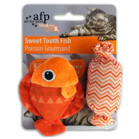 All for Paws Modern Cat Sweet Tooth Fish, Assorted (Blue-Green-Orange-Pink), 2 pack