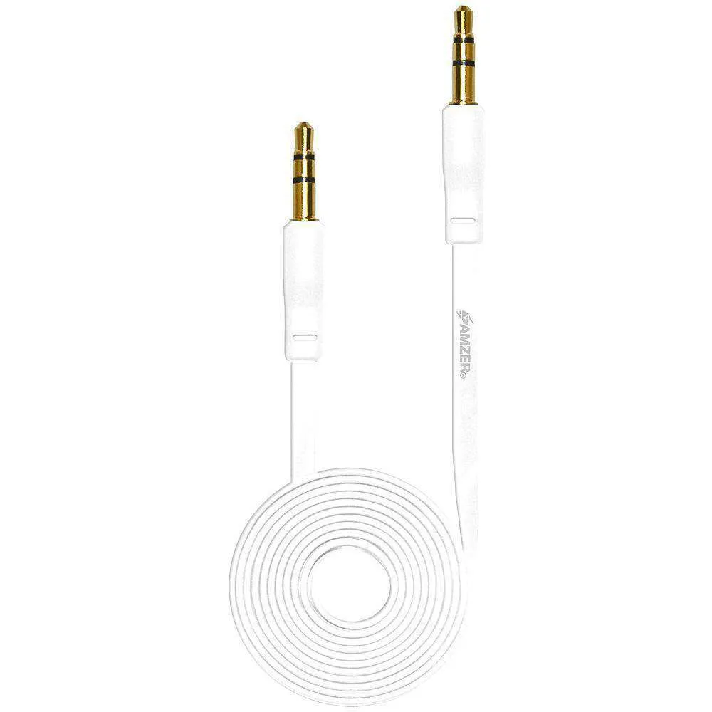 AMZER Durable 3.5mm Auxiliary Audio Flat Cable - 3ft - pack of 3