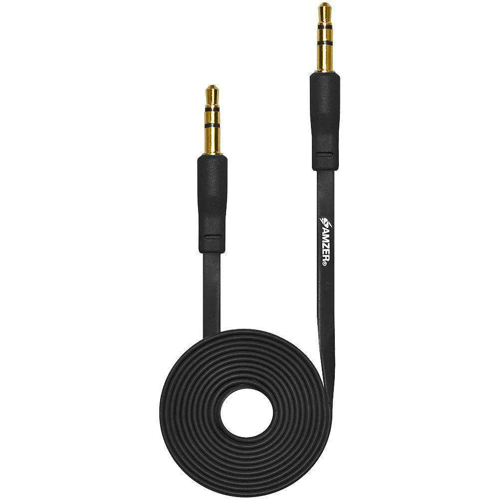 AMZER Durable 3.5mm Auxiliary Audio Flat Cable - 3ft - pack of 3