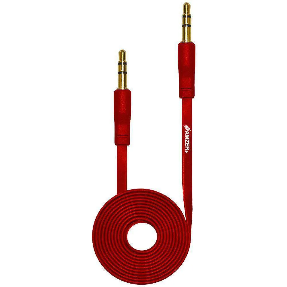 AMZER Durable 3.5mm Auxiliary Audio Flat Cable - 3ft - pack of 3