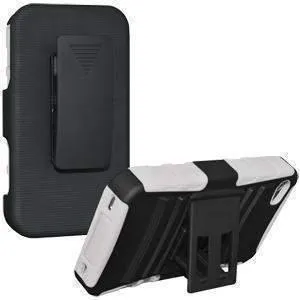 Amzer Hybrid Kickstand iPhone Case with iPhone Holster - Black- White