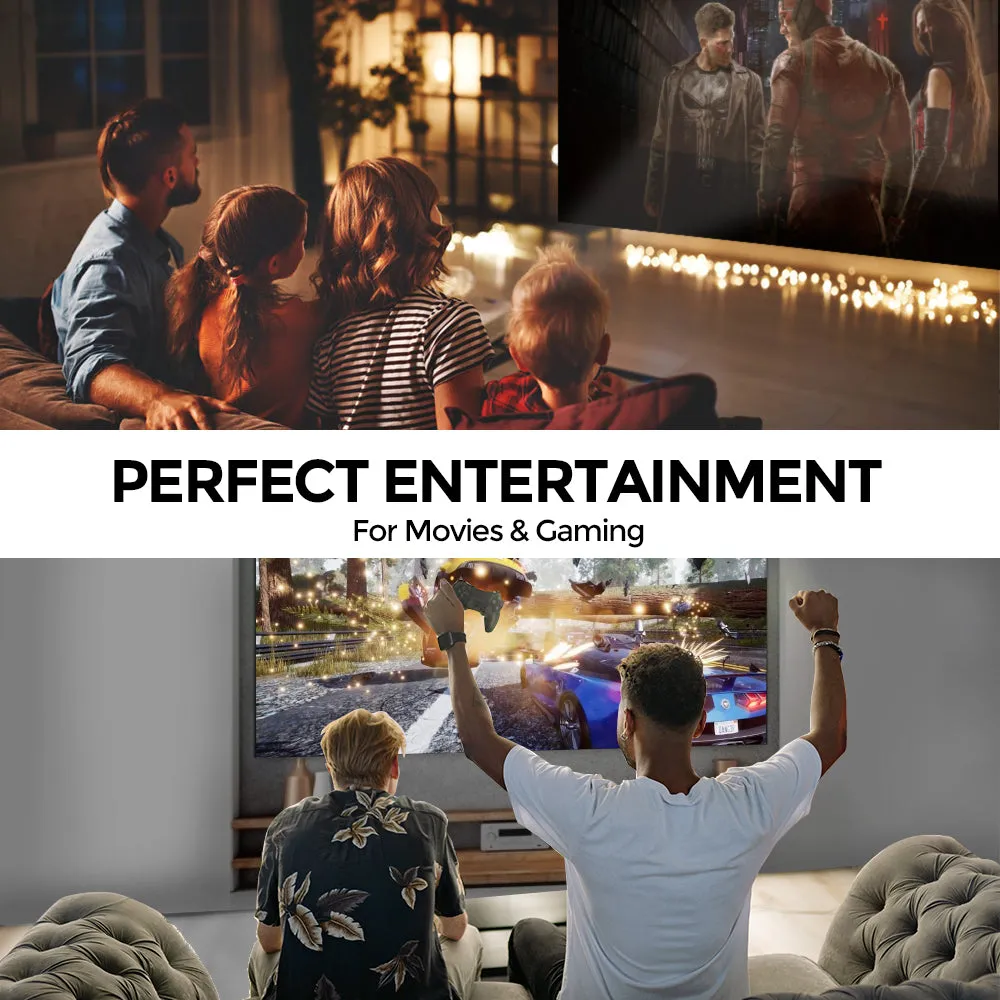 Android Projector Full HD |4500 Lumens/Screen Size upto 200 inch| Native Res 1080P| Bluetooth Wifi Projector|Included 120inch Projector Screen