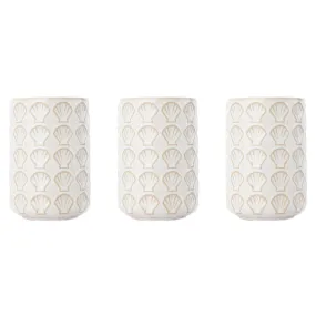 Anko Ceramic Toothbrush Holder for Bathroom | Toothpaste, Makeup Brush Holder for Bathroom | Bathroom Accessories for Wash Basin | Home, Office, Bathroom Organiser | White, Shells | Set of 3