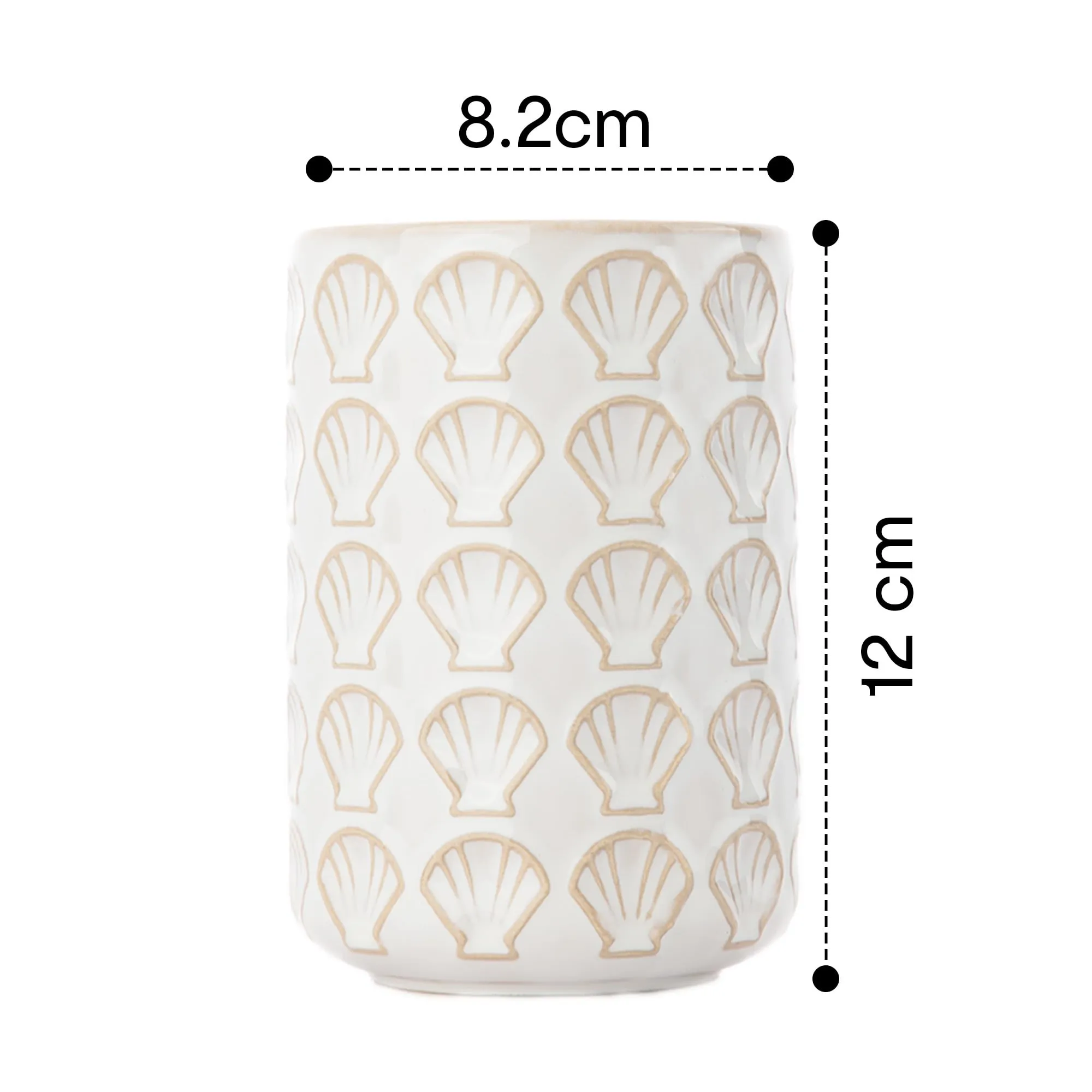 Anko Ceramic Toothbrush Holder for Bathroom | Toothpaste, Makeup Brush Holder for Bathroom | Bathroom Accessories for Wash Basin | Home, Office, Bathroom Organiser | White, Shells