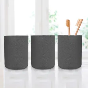 Anko Polyresin Toothbrush Holder for Bathroom | Toothpaste, Makeup Brush Holder for Bathroom | Bathroom Accessories for Wash Basin | Home, Office, Bathroom Organiser | Charcoal | Set of 3