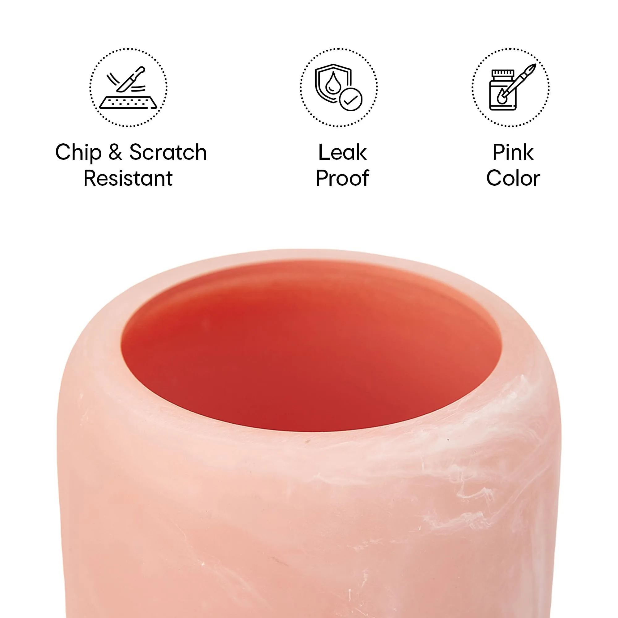 Anko Resin Toothbrush Holder for Bathroom | Toothpaste, Makeup Brush Holder for Bathroom | Bathroom Accessories for Wash Basin | Home, Office, Bathroom Organiser | Pink | Set of 2