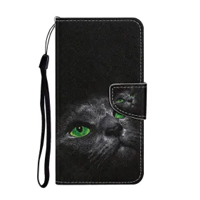 Anymob Samsung Black Cat With Green Eye Phone Cases Leather Flip Stand Cover