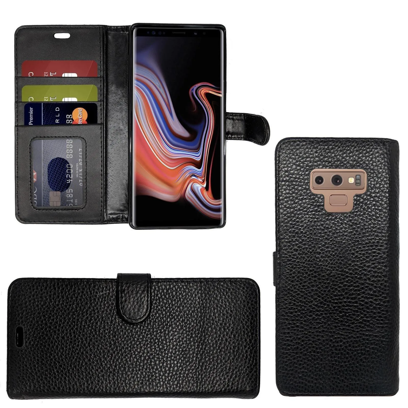 Apple iPhone X, XS, Genuine Leather Flip Folio Book Wallet Case