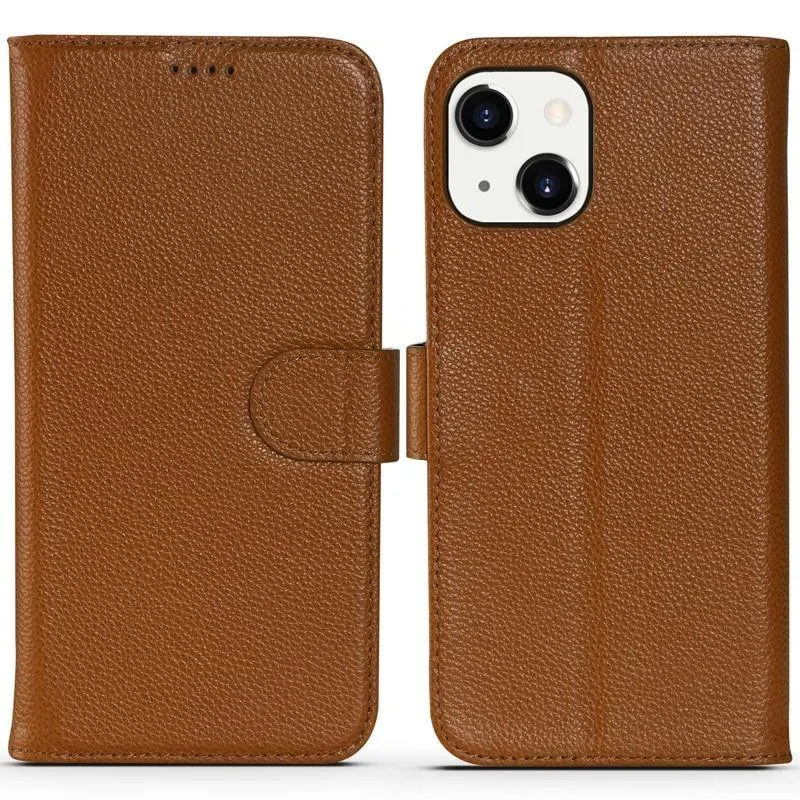 Apple iPhone X, XS, Genuine Leather Flip Folio Book Wallet Case