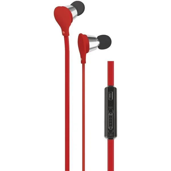 AT&T EBV01-RED Jive Noise-Isolating Earbuds with Microphone & Volume Control (Red)