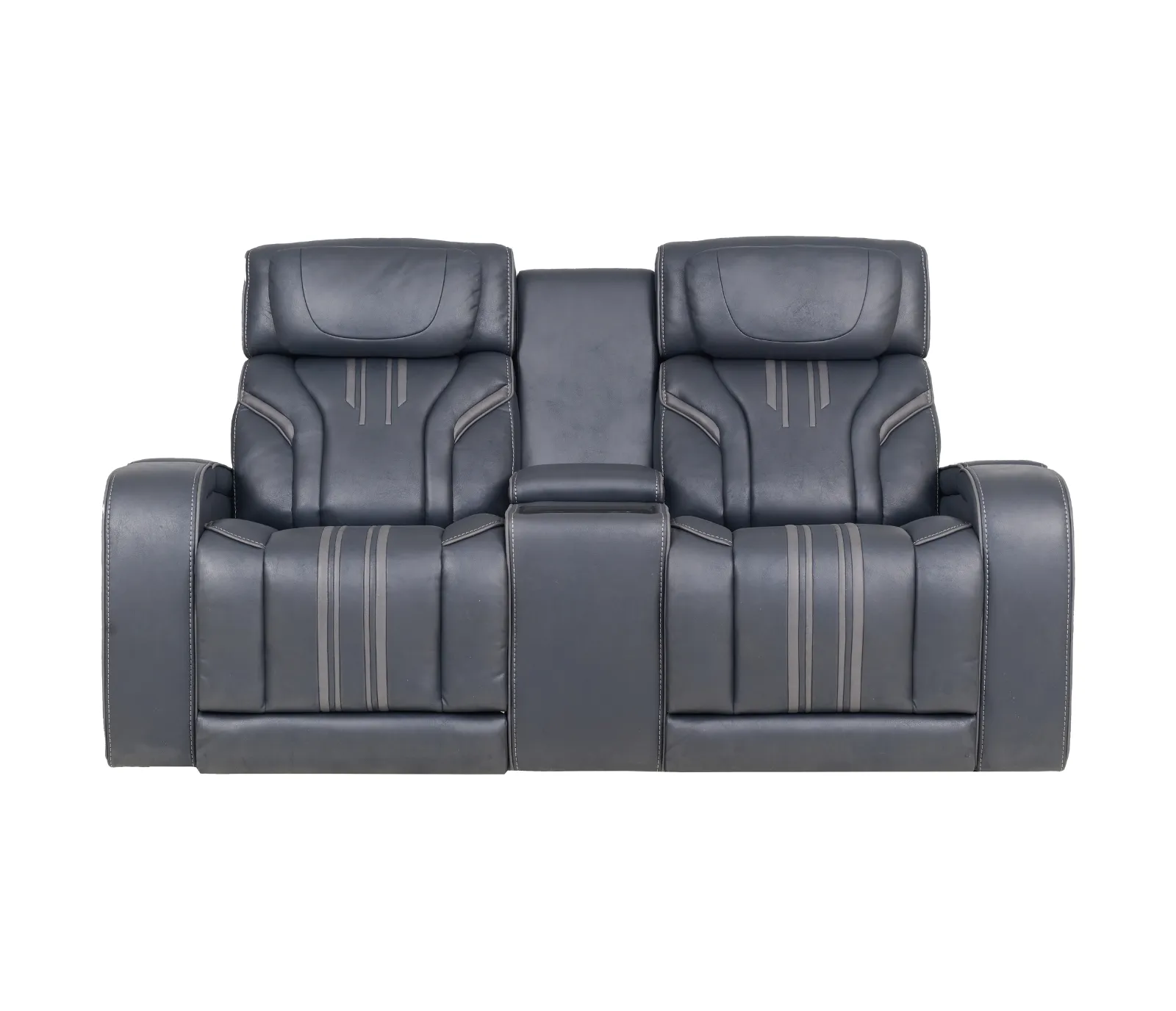 Avenger Loveseat w/ Console - Triple Power & Audio - Navy Fabric