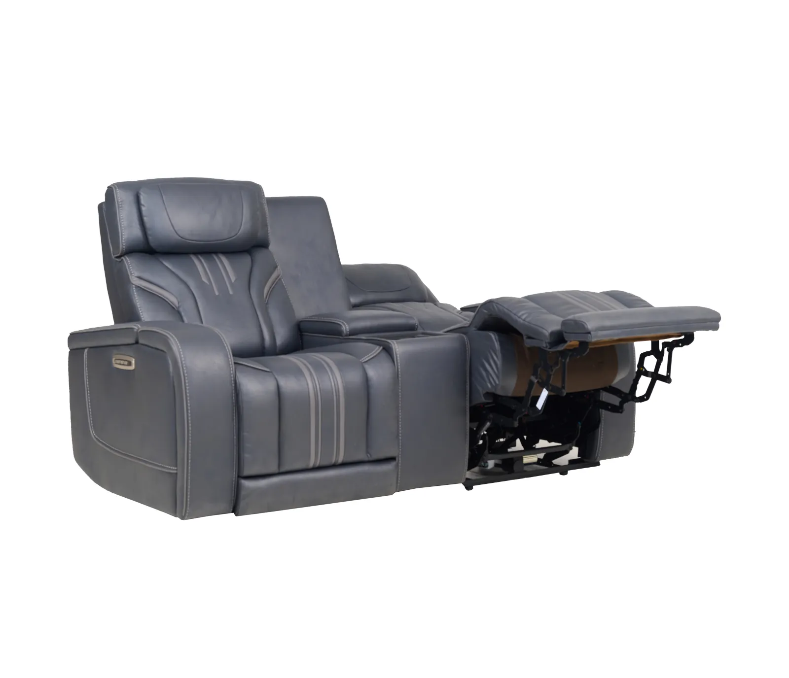 Avenger Loveseat w/ Console - Triple Power & Audio - Navy Fabric