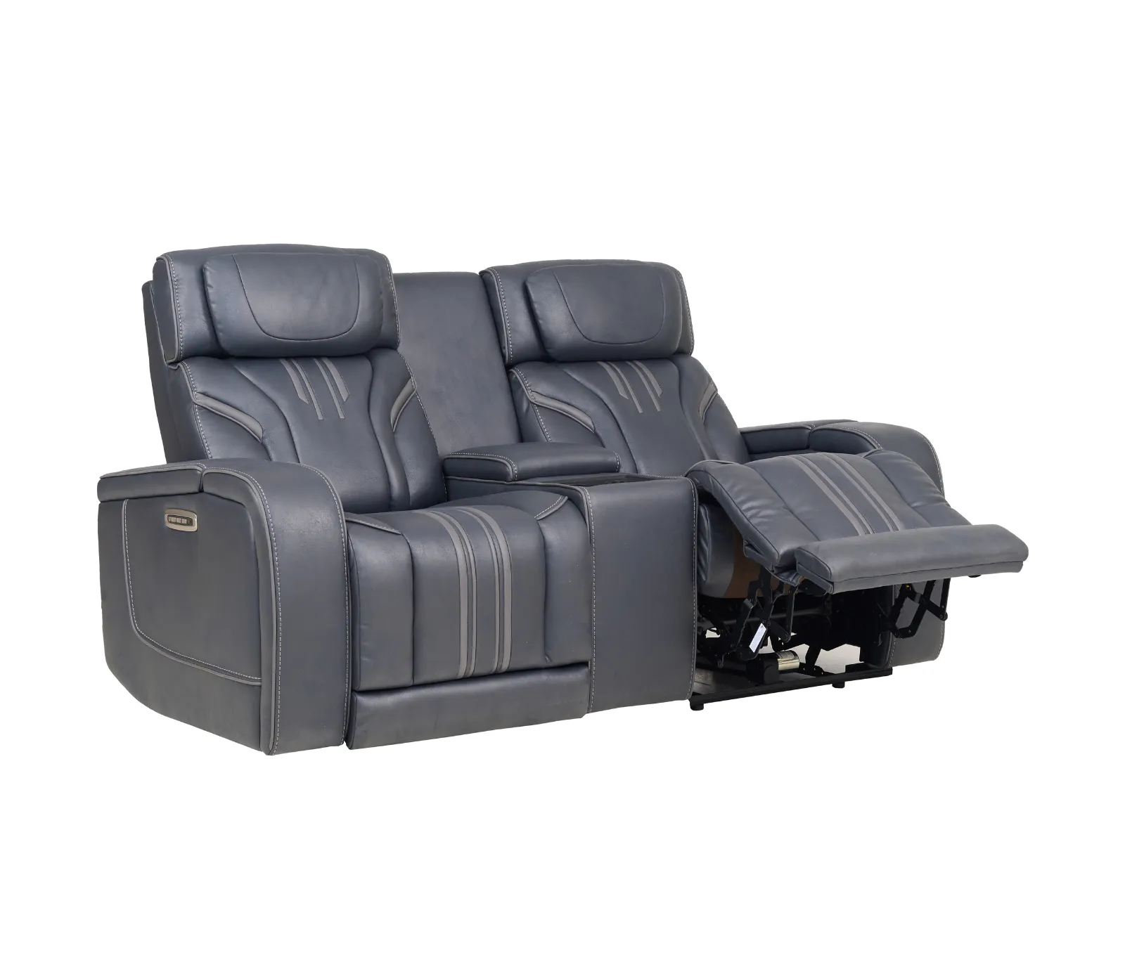 Avenger Loveseat w/ Console - Triple Power & Audio - Navy Fabric