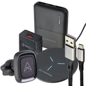 Axessorize/LG Wireless Charger, Car Mount, USB-C Cable, and Battery Pack Bundle