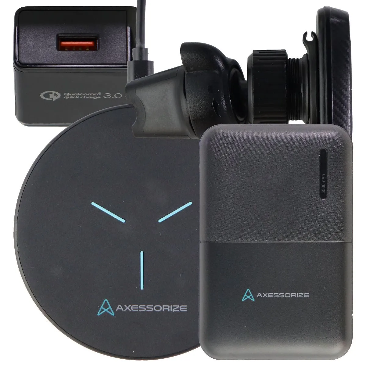 Axessorize/LG Wireless Charger, Car Mount, USB-C Cable, and Battery Pack Bundle