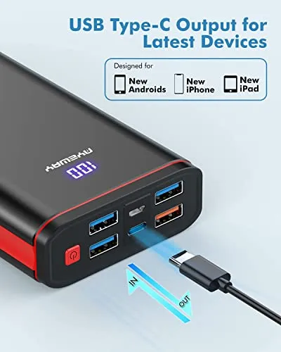 Ayeway Battery Pack USB C Portable Charger PD 20W Fast Charging 26800mAh Power Bank with 5 Ports Output,External Battery Phone Charger for iPhone 13,14,15,MacBook,Samsung Galaxy,Gamepads,Travel,etc.