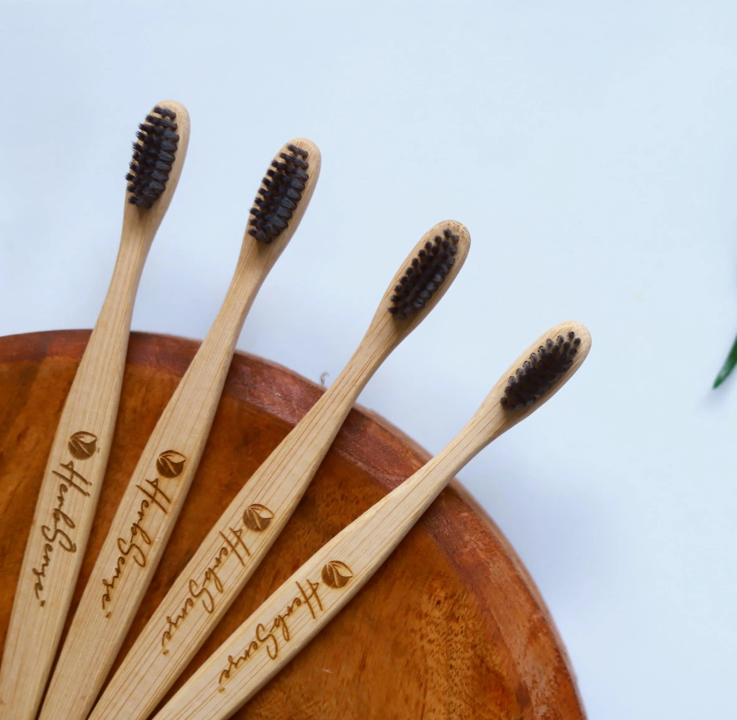 Bamboo ToothBrush with Charcoal Infused Soft Bristles | Eco-friendly & Sustainable | (Pack of 4)