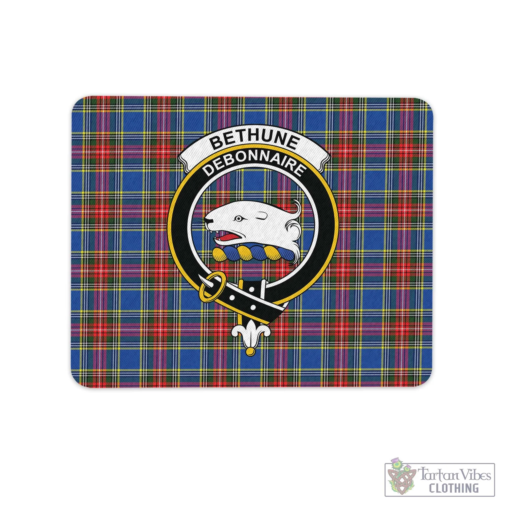 Bethune Tartan Mouse Pad with Family Crest