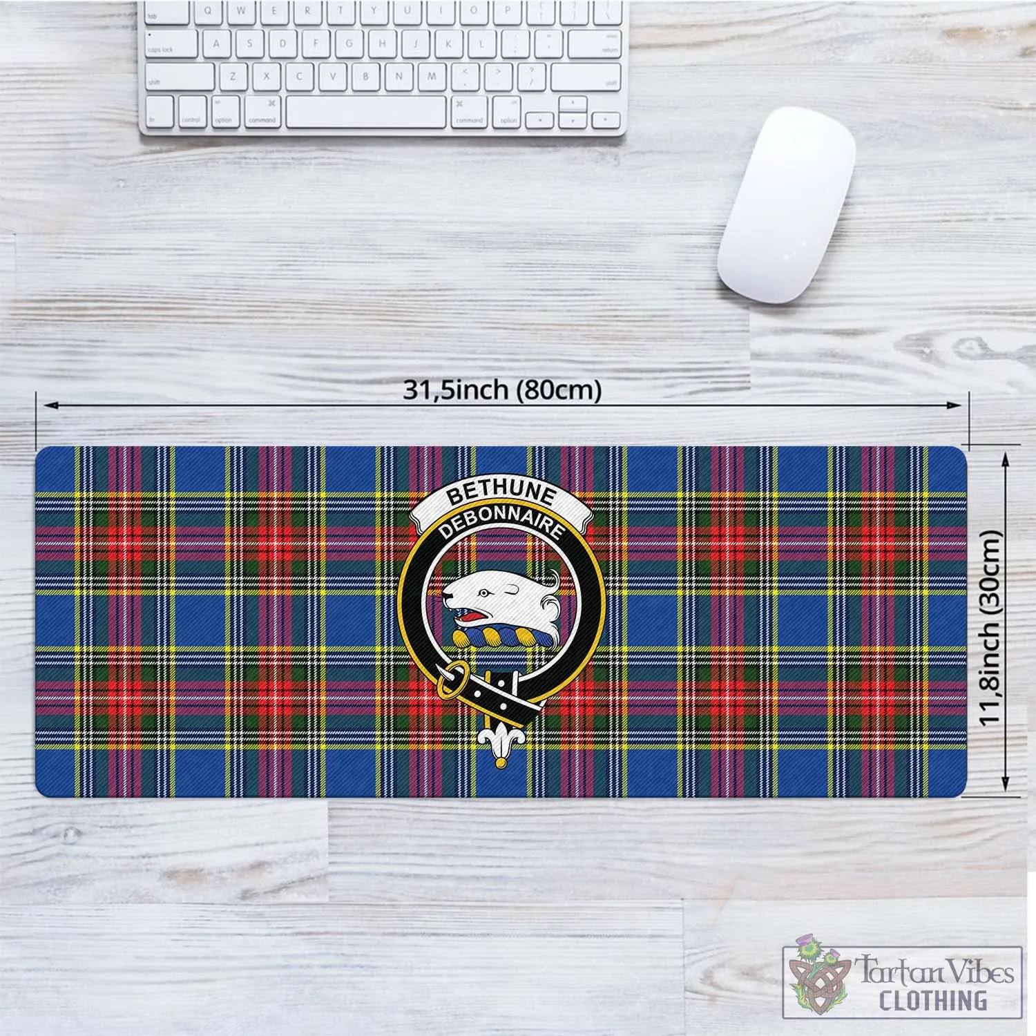 Bethune Tartan Mouse Pad with Family Crest