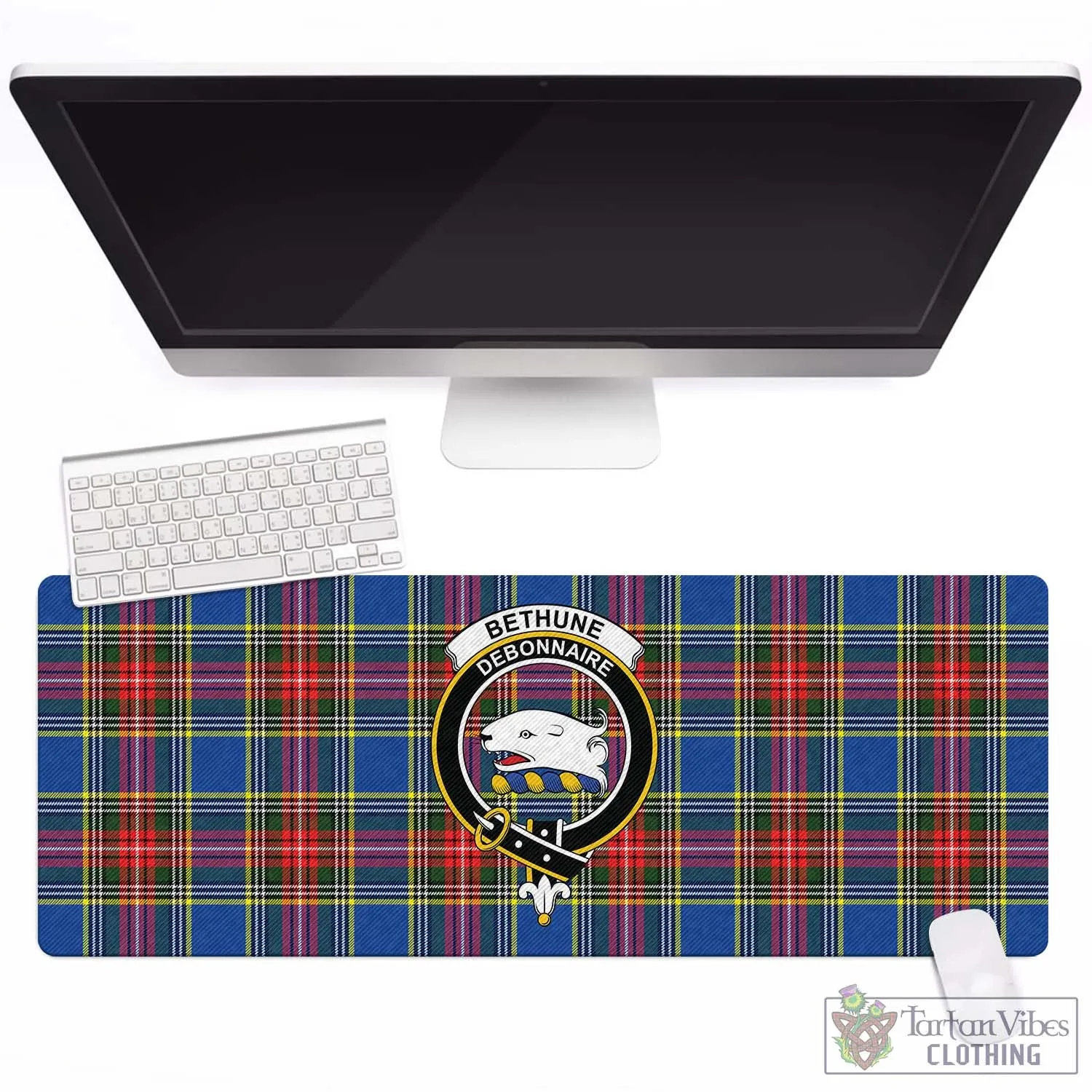 Bethune Tartan Mouse Pad with Family Crest