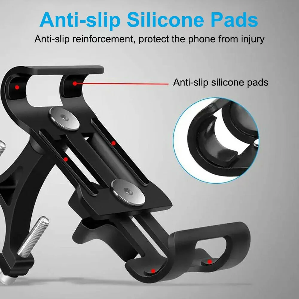 Bike Phone Holder Aluminum Alloy Anti-slip Bracket Metal Motorcycle GPS Clip Universal Cycle Bicycle Phone Stand