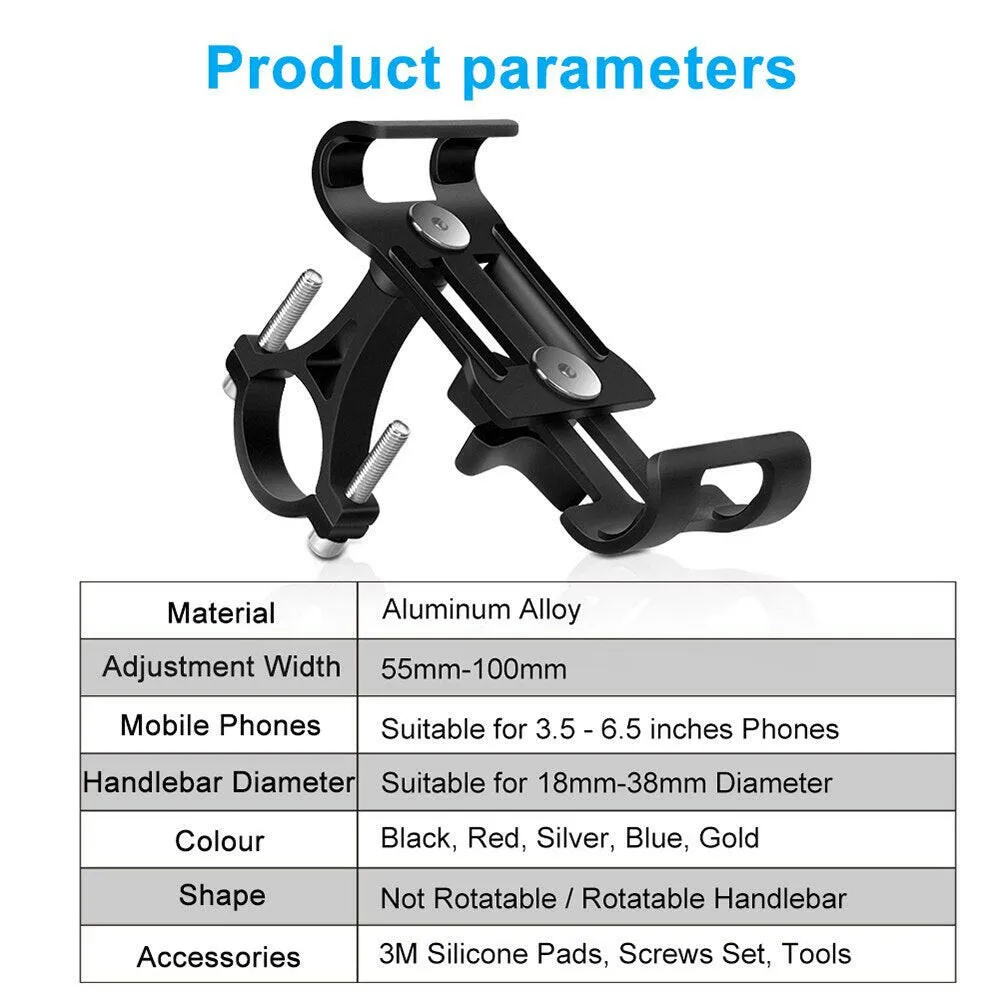 Bike Phone Holder Aluminum Alloy Anti-slip Bracket Metal Motorcycle GPS Clip Universal Cycle Bicycle Phone Stand