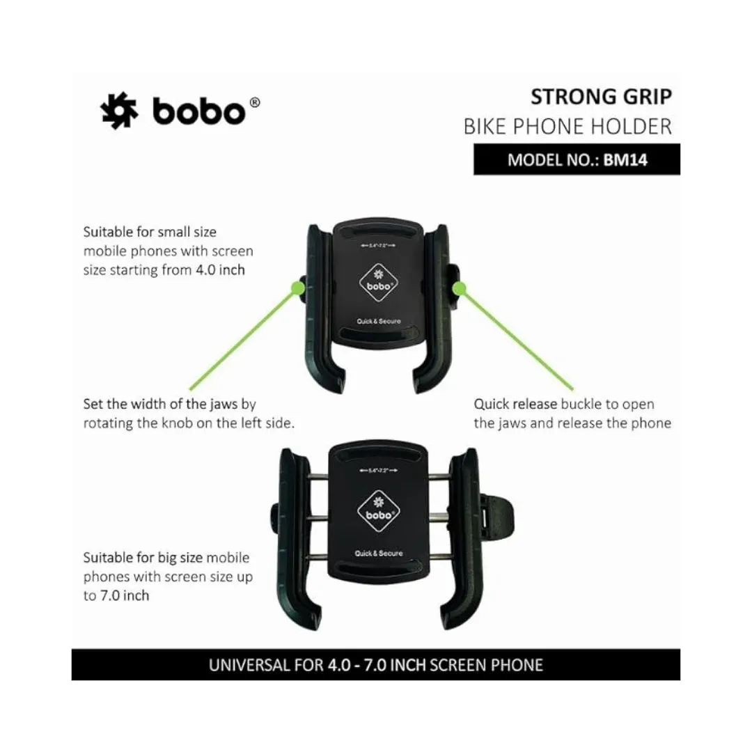 BOBO BM14 Quick Release Enhanced BM4 Bike / Cycle Phone Holder Motorcycle Mobile Mount