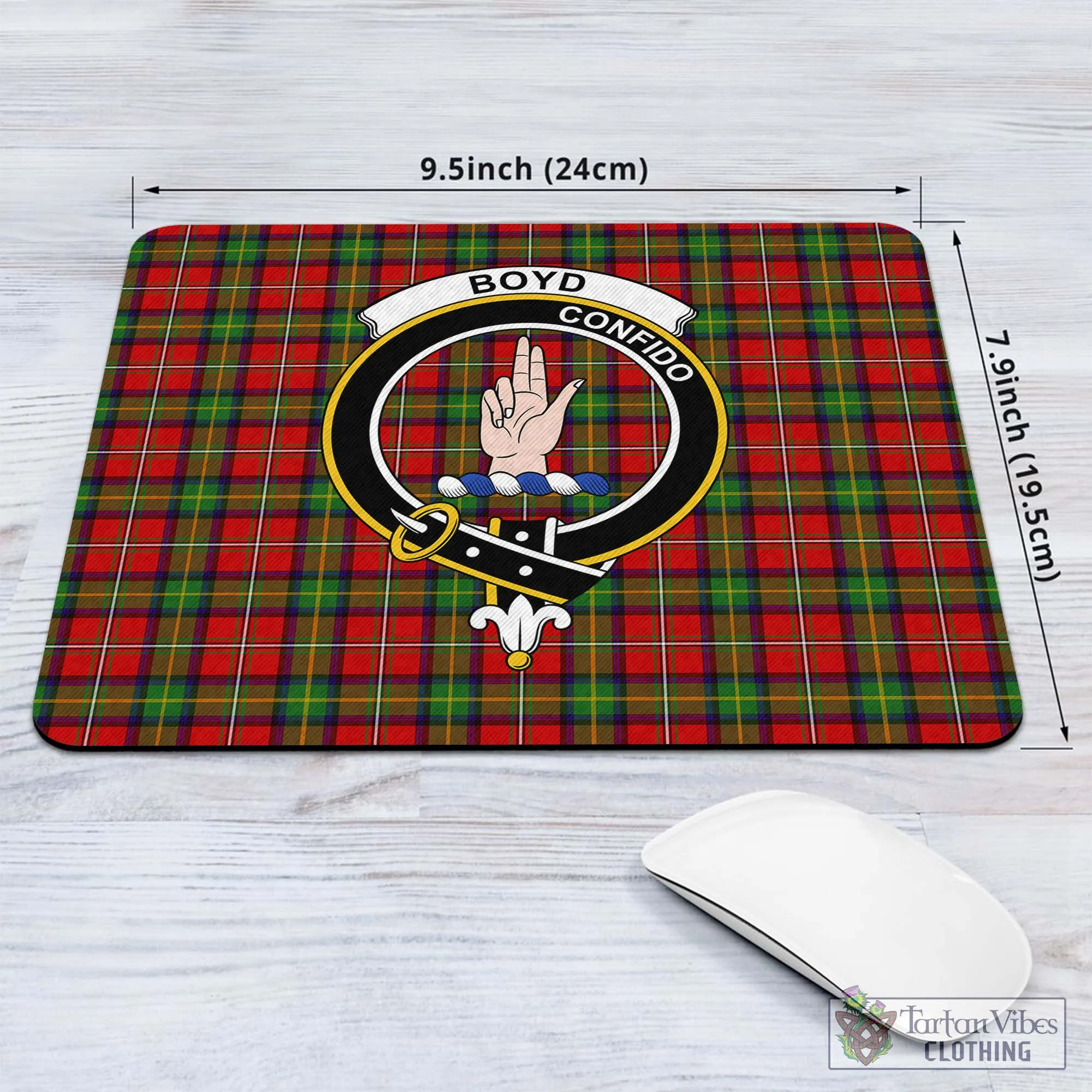 Boyd Tartan Mouse Pad with Family Crest