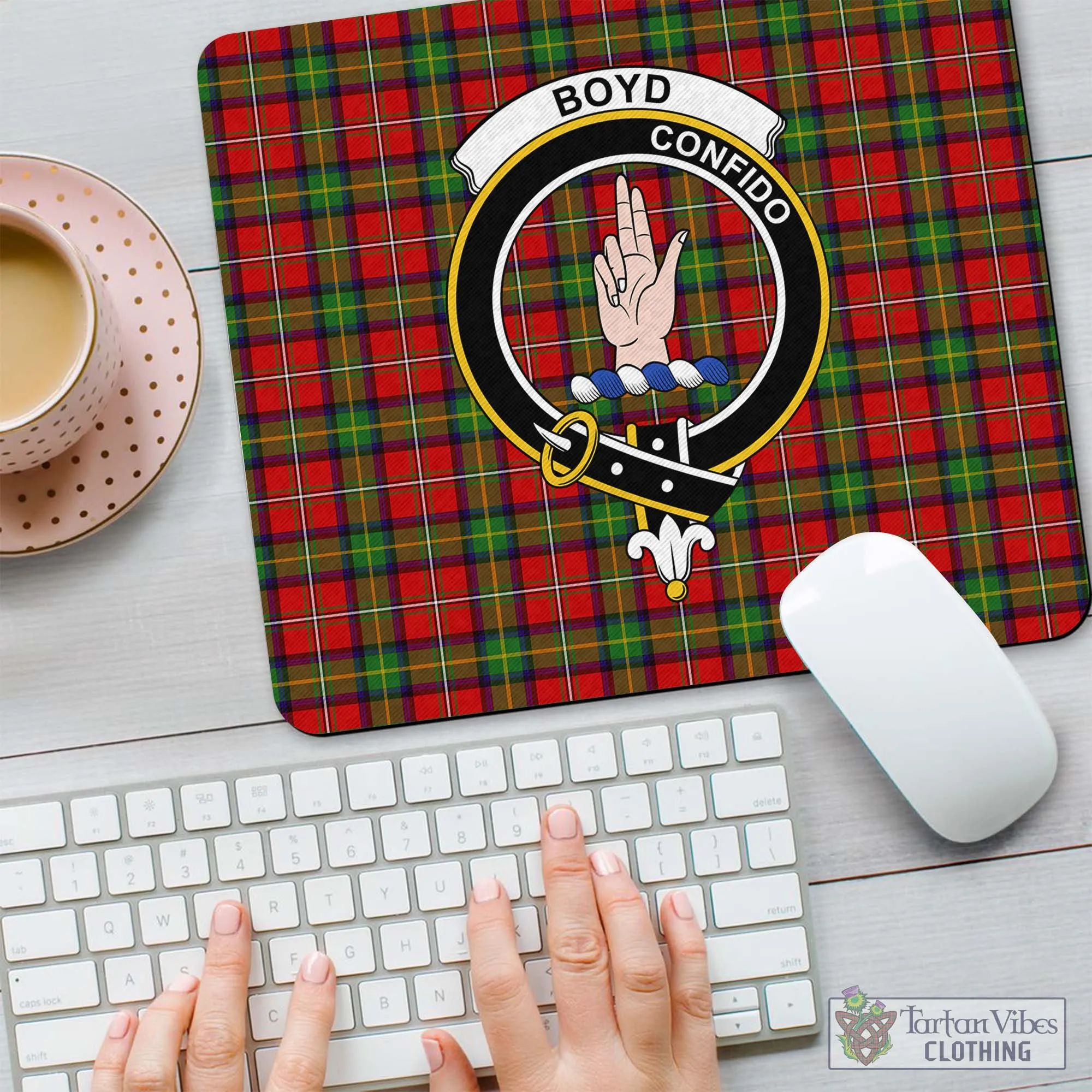 Boyd Tartan Mouse Pad with Family Crest