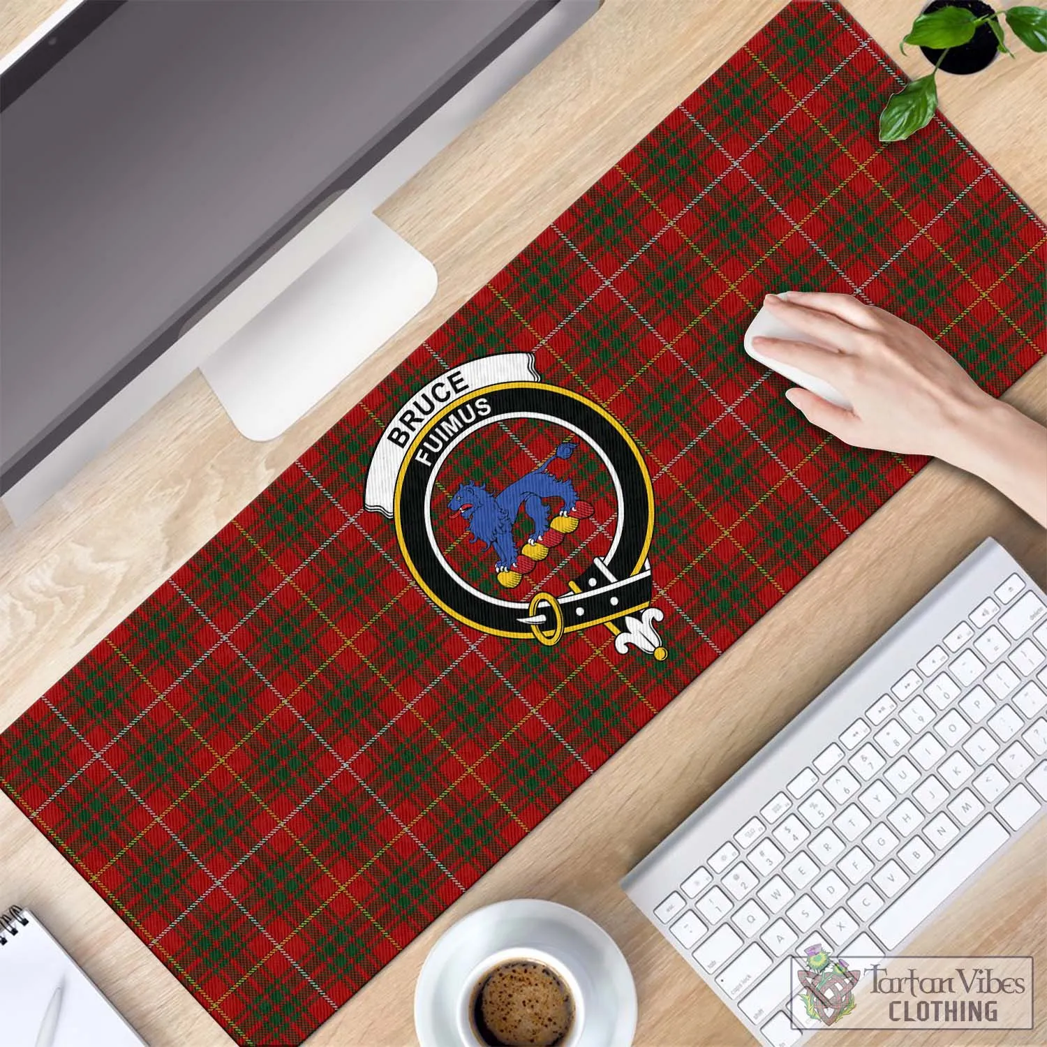 Bruce Tartan Mouse Pad with Family Crest