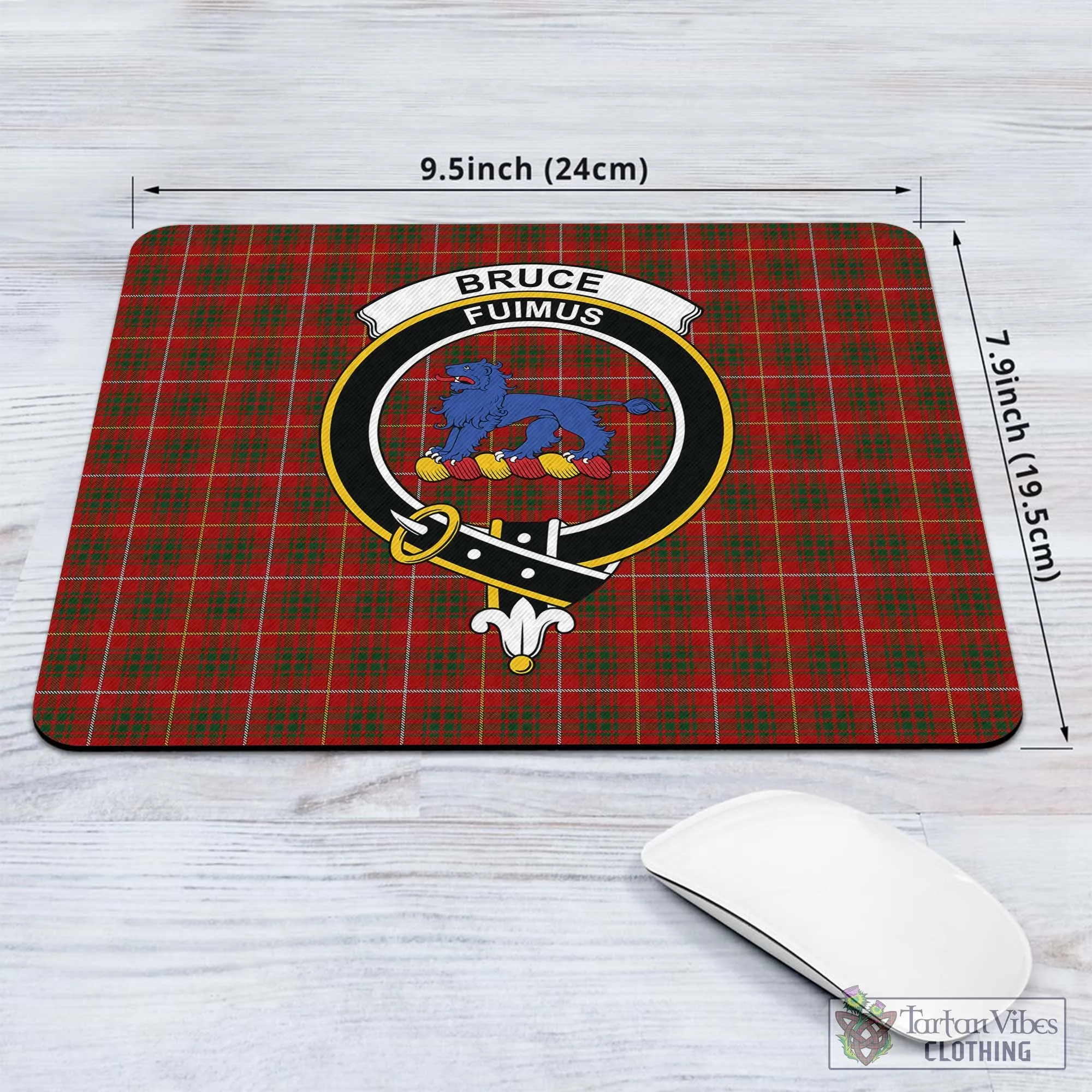 Bruce Tartan Mouse Pad with Family Crest