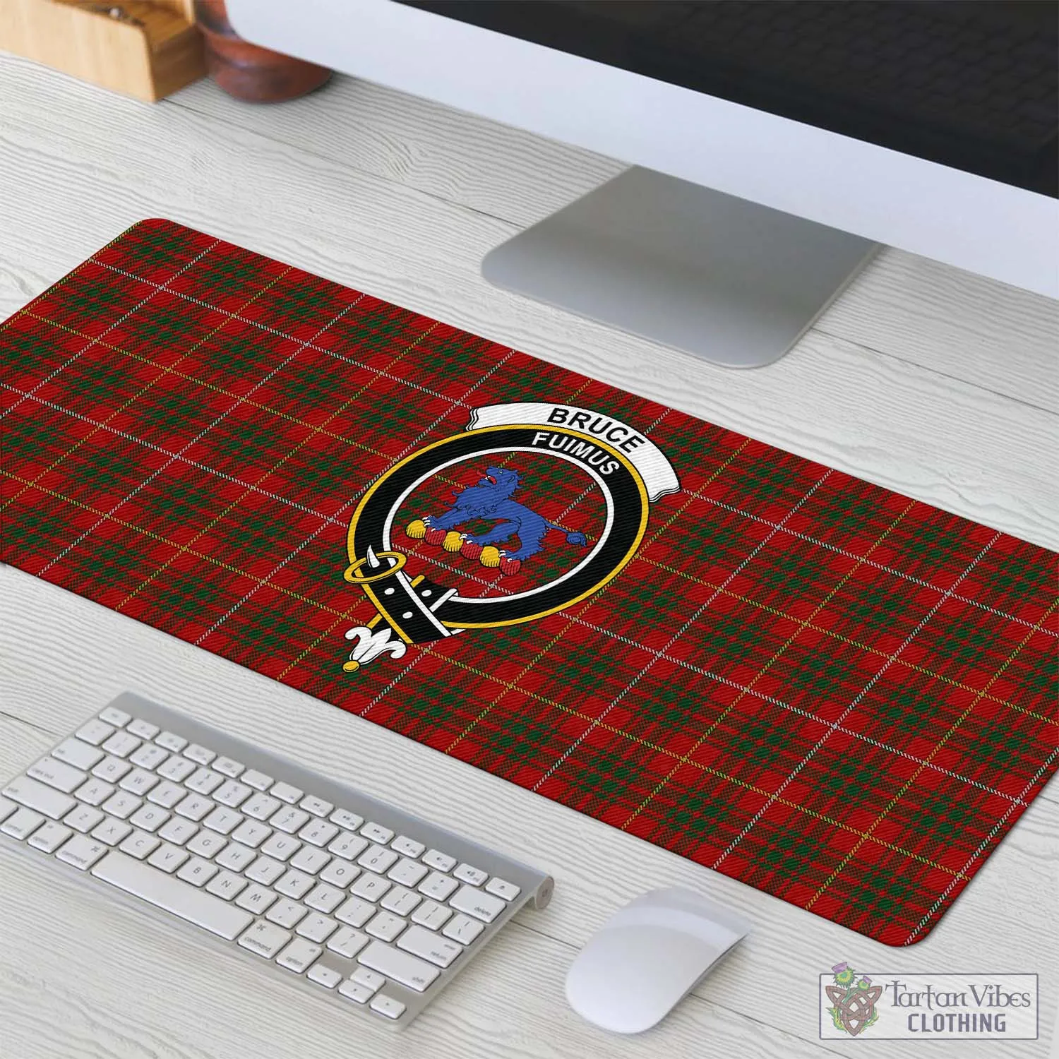 Bruce Tartan Mouse Pad with Family Crest