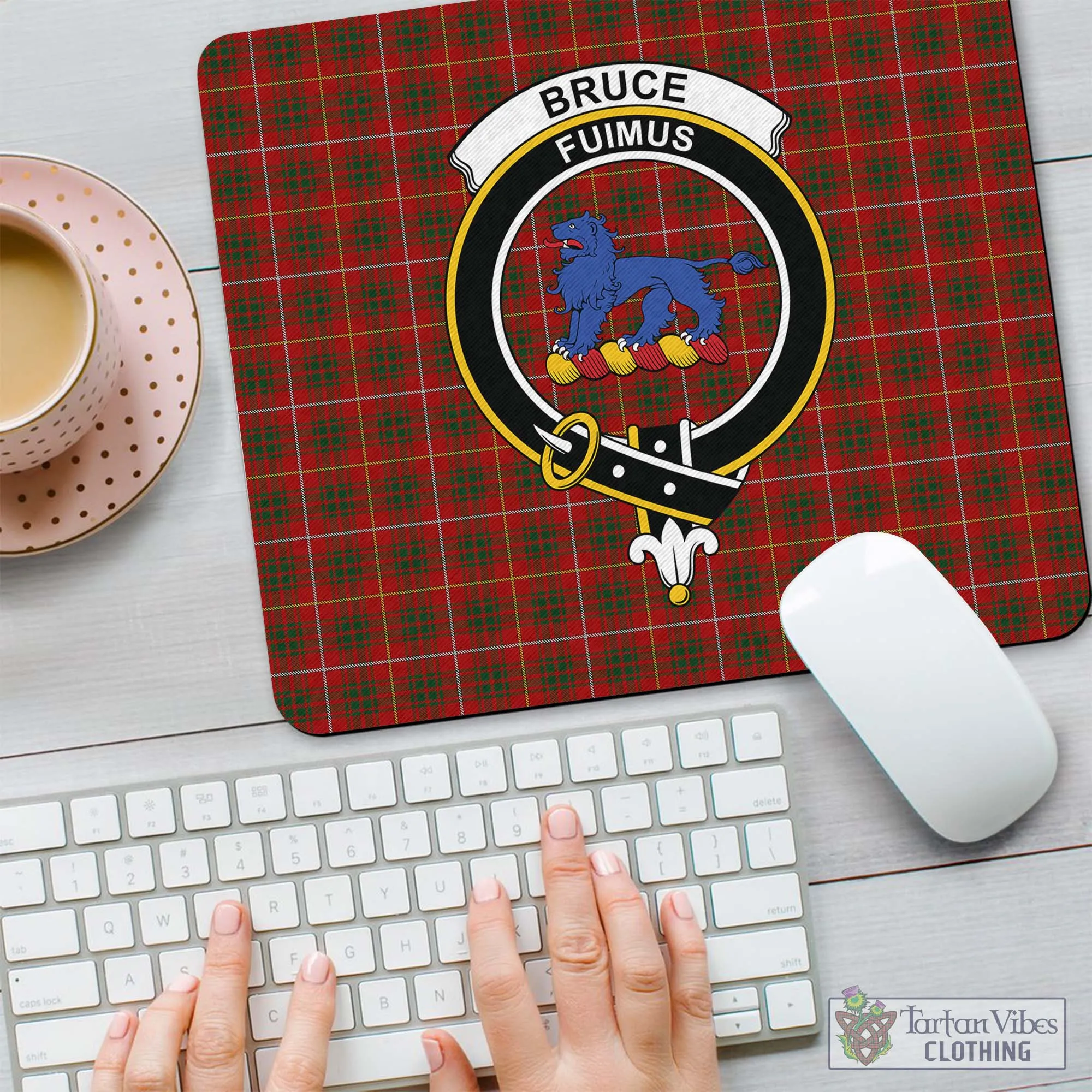 Bruce Tartan Mouse Pad with Family Crest