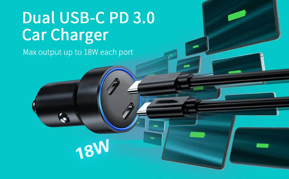 C0054 Choetech 36W Dual Type-C Car Charger