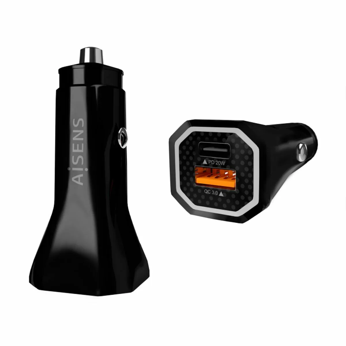 Car Charger Aisens ASCH-CAR2PQC-BK (1 Unit)